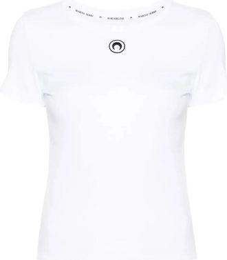Marine Serre Crescent Moon-embroidery T-shirt