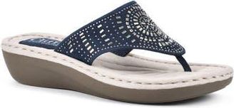 White Mountain Cienna Thong Comfort Sandal in Navy/Fabric at Nordstrom Rack, Size 9