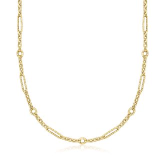 Ross-Simons Italian 14kt Yellow Gold Alternating Cable and Paper Clip Link Necklace