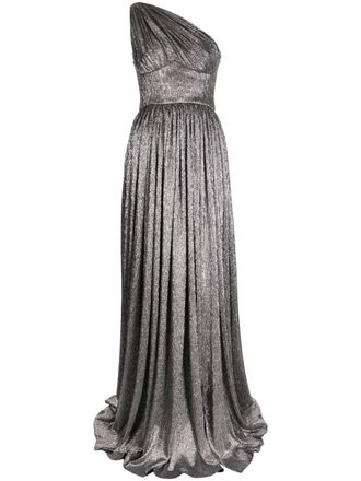 Rhea Costa one-shoulder metallic dress - women - Polyester/Spandex/Elastane/Polyester - 42 - Silver