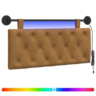 vidaXL Cabecero Colgante Con Luz Led Marr&oacute;n Terciopelo Vidaxl