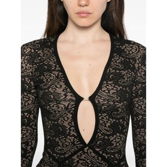 Elisabetta Franchi Lace Cut-Out Dress - Black