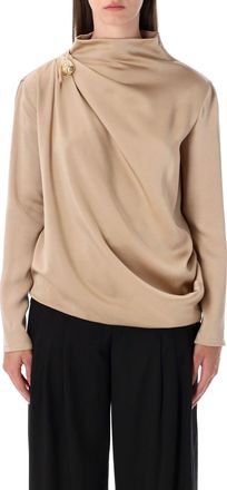 Fabiana Filippi Satin Draped Blouse With Jewel Detail