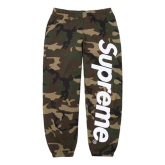 SUPREME SS26 Satin Appliqu&eacute; Sweatpants Woodland Camo SUP-SS26-193-CAM