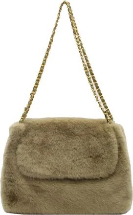 Generic Womens Plush Bags Furry Chain Shoulder Bag Large Capacity Winter Elegance Tote Handbag Soft Polyester(Green)