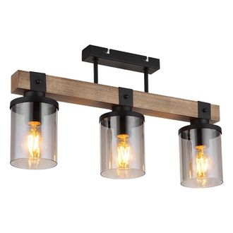 Globo Lighting Plaf&oacute;n - Lila - Natural Negro - Vidrio Madera Vidrio