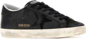 Golden Goose Womens Black Leather Superstar Sneakers
