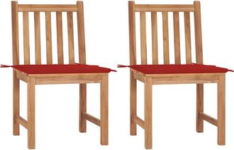 vidaXL Sillas De Jard&iacute;n 2 Unidades Madera Maciza De Teca Con Cojines Vidaxl