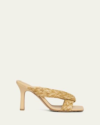 Bottega Veneta Riva Braided Raffia Mule Sandals