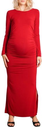 Nom Maternity The Curve Ruched Maternity Maxi Dress in Merlot at Nordstrom, Size X-Large