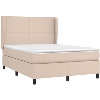 vidaXL Cama Box Spring Con Colch&oacute;n Cuero Sint&eacute;tico Capuchino 140x200cm Vidaxl