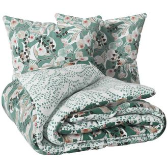 Atmosphera Set di biancheria da letto stampato vegetal marin 260x240cm in cotone - Atmosphera cr&eacute;ateur dint&eacute;rieur