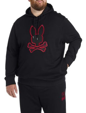 Psycho Bunny Big & Tall Sayer Embroidered Bunny Hoodie in Black at Nordstrom, Size 2X Big