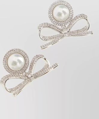 Self Portrait bow crystal pearl drop earrings design