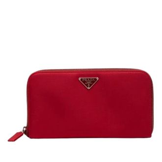 Prada Pre-owned Wallets, female, Red, Size: ONE SIZE Pre-owned Zip Around Wallet