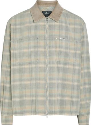 Represent Checked Corduroy-collar Flannel Overshirt - Grey - XL