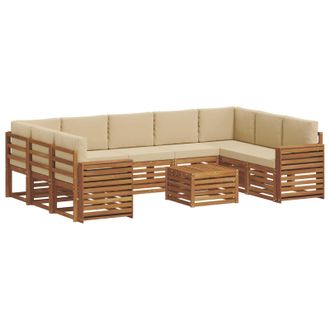 vidaXL Set Di Divani Da Esterno 10 Pz Naturale E Beige Vidaxl