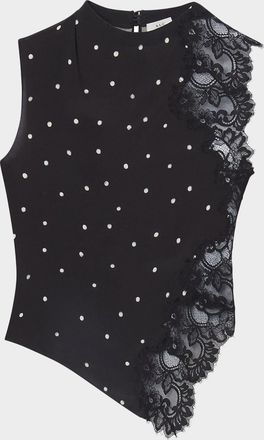 A.L.C. Gracie Polka-Dot Crepe and Lace Blouse