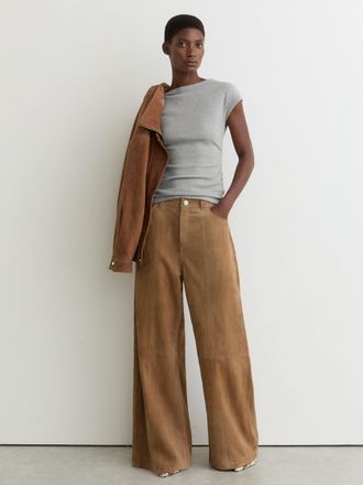 Reiss Grey Marl Stretch-cotton Scoop-back Top, 12