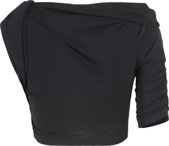 Jacquemus Womens Crop Top Draped Black Viscose