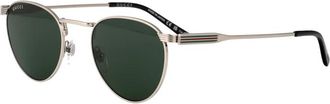 Gucci Gg 1875S Zonnebrillen - Heren - Zonnebrillen - Grijs - 48 MM - Leer - Accessoires