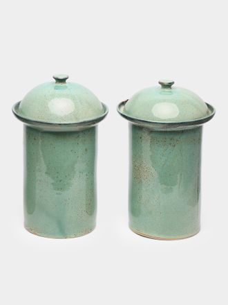 Mervyn Gers Ceramics Hand-Glazed Ceramic Lidded Pots (Set of 2)