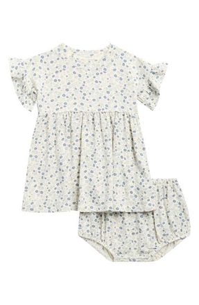 Rylee + Cru Ditsy Babydoll Dress With Bloomers in Ivory at Nordstrom, Size 12-18M