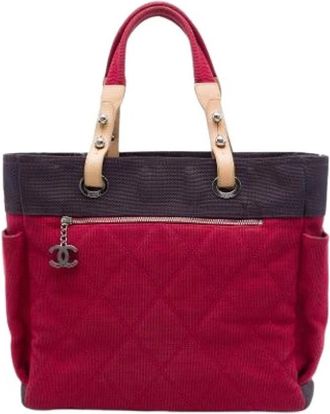 Chanel Pre-owned Paris Biarritz Tote Bag - Dames - Vintage Shopper - Rood - ONE Size - Leer - Vintage