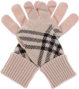 Burberry Cashmere Handschoenen - Dames - Handschoenen - Roze - M/L - Polyester - Accessoires