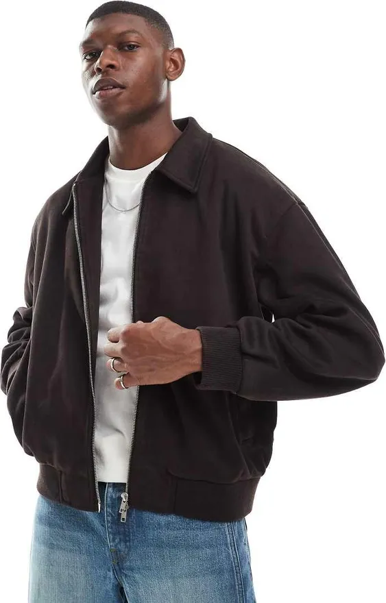Asos Blouson Harrington coupe carrée en suédine Marron dès 79,99