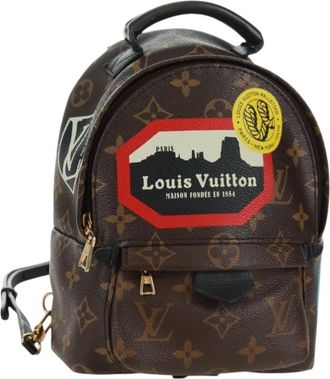 Louis Vuitton Palm Springs Backpack Limited Edition World Tour Monogram Canvas Brown Canvas Backpack Bag (Pre-Owned)