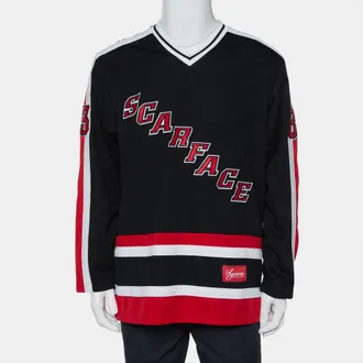 SUPREME Black Scarface Embroidered Synthetic Paneled Hockey Jersey