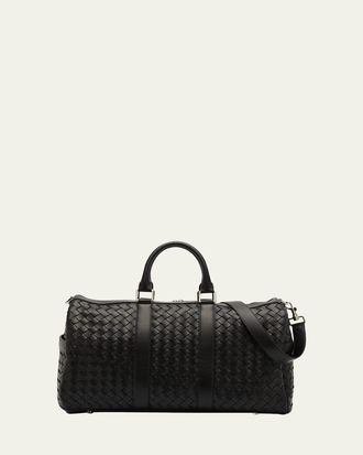 Bottega Veneta Mens Medium Intrecciato Leather Duffel Bag