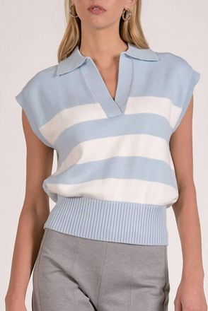 Elan Porter Stripe Sweater Vest In Blue