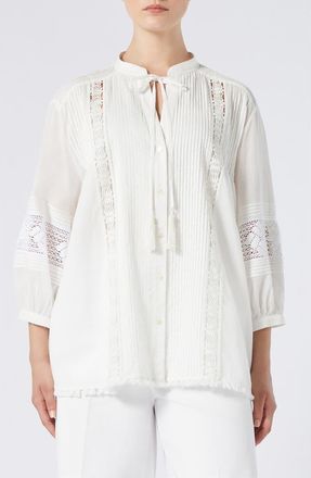 Marina Rinaldi Sumatra Pintuck Lace Top in Ivory at Nordstrom, Size 20W