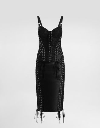 Dolce & Gabbana Calf-length Dress With Corset Detailing - Woman Dresses Black 42