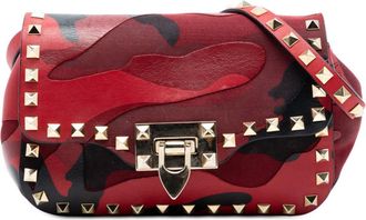 Valentino Pre-owned Valentino Mini Nappa and Canvas Camouflage Rockstud Flap Crossbody Ladies FOIB19OS5X0Z02VJ