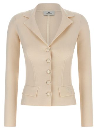 Elisabetta Franchi Fabric-stitch Wool Blazer
