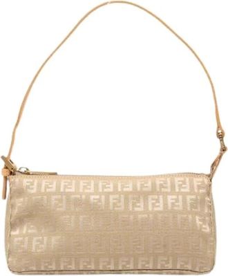 Fendi Pre-owned Shoulder Bags, female, Brown, Size: ONE SIZE Pre-owned Canvas Shoulder Bag
