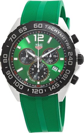 Tag Heuer Pre-owned Tag Heuer Formula 1 Chronograph Quartz Green Dial Mens Watch CAZ101AP.FT8056