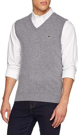 Lacoste Grijze Mouwloze Sweater - Heren - Spencers - Grijs - S - Katoen - Truien & Vesten