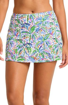 Tommy Bahama Poolside Palms Skirted UPF 50+ Bikini Bottoms in Four Leaf Clover at Nordstrom, Size X-Small
