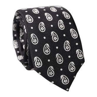 Dolce & Gabbana Ties, male, Black, Size: ONE SIZE Paisley Silk Adjustable Necktie