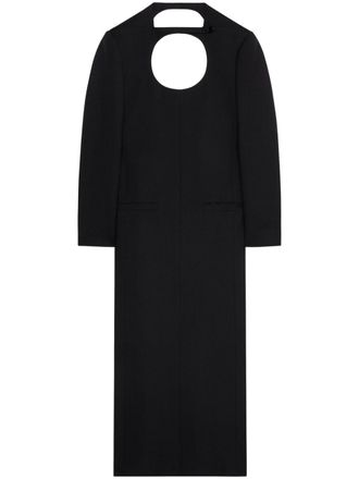 Courr&egrave;ges cut-out long-sleeve maxi dress - women - Cupro/Virgin Wool - 34 - Black