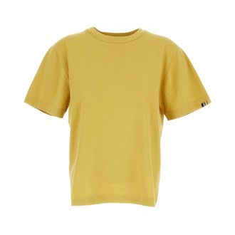 Extreme Cashmere Tops, Dames, Geel, ONE Size, Leer, Trui met ronde hals