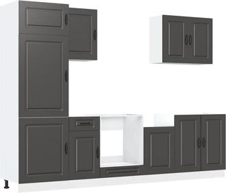 vidaXL Vidaxl - Mueble De Cocina Kalmar Negra 7 Piezas Madera Contrachapada