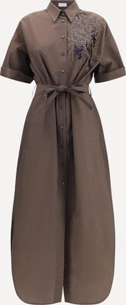 Brunello Cucinelli Abito chemisier con piallettes e cintura Woman XL
