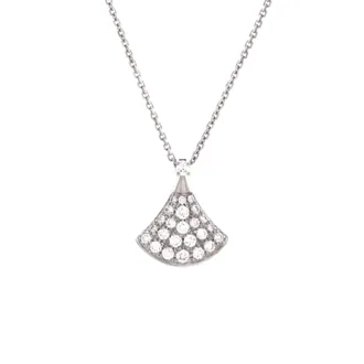 Bulgari Divas Dream Pendant Necklace 18K White Gold with Pave Diamonds Small