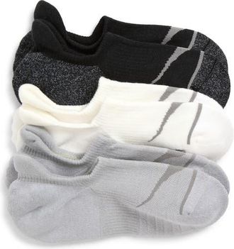 Hoka One One Invisible 3-Pack No-Show Socks in Wht/stellar Grey/black at Nordstrom, Size Medium