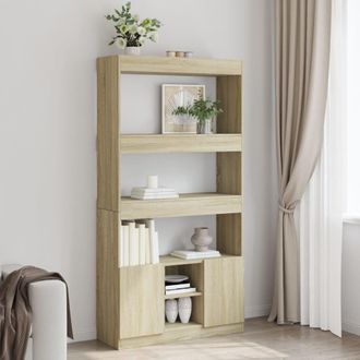 Berkfield Home Highboard&not;Sonoma Oak 92x33x180 cm Engineered Wood in Brown | Size: 92 x 33 x 180 cm
